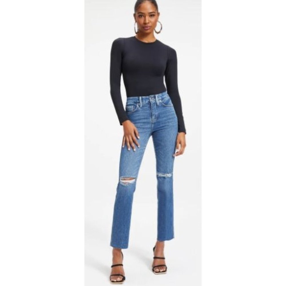 Good American Good Curve Straight Leg Distressed Jeans-sz 26